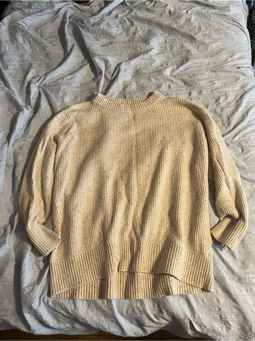 Old Navy Cream Ribbed Crewneck Sweater